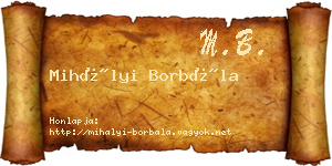 Mihályi Borbála névjegykártya